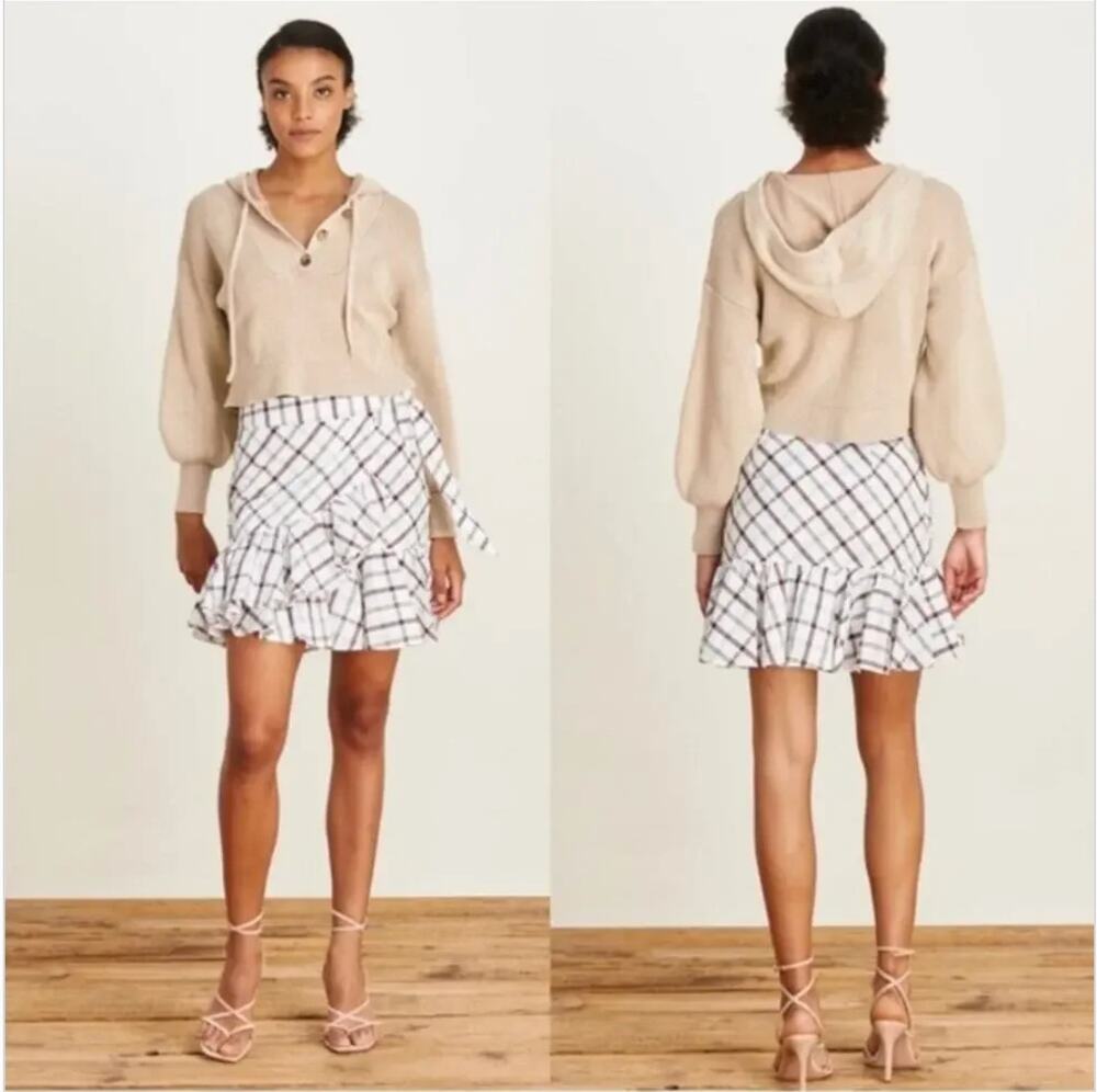 Veronica Beard Memphis Plaid Ruffle Mini Skirt NWT Size 14 Cotton Blend